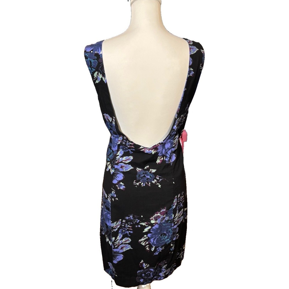 Free People Mayberry Mini Dress Size X-Large Blue Purple Floral Linen Summer - Picture 7 of 8